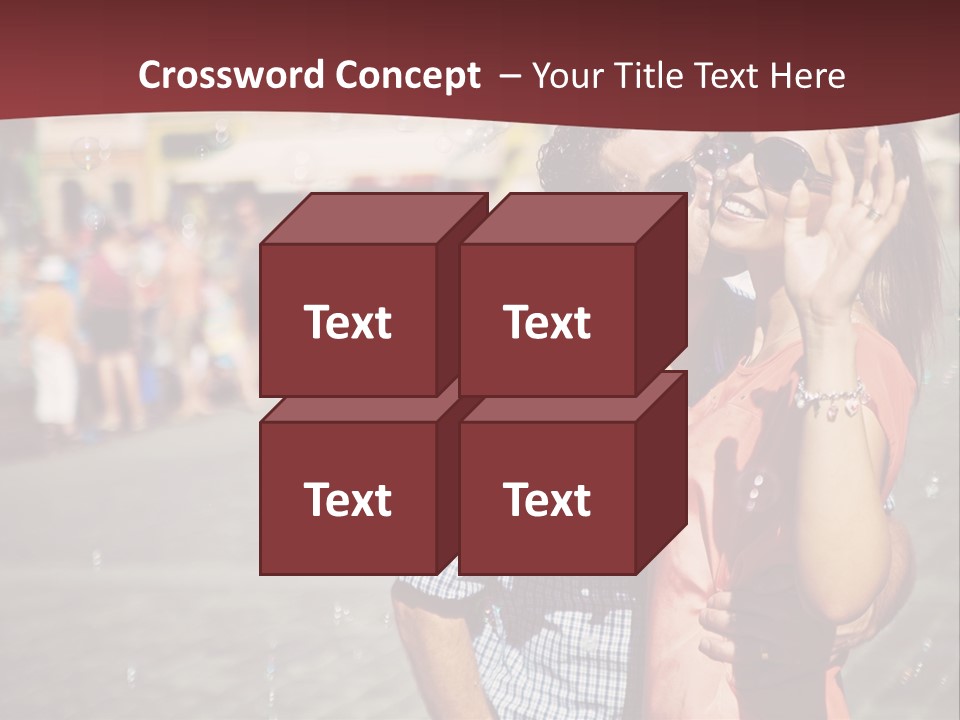 A Man And Woman Are Kissing In Front Of A Crowd Of People PowerPoint Template