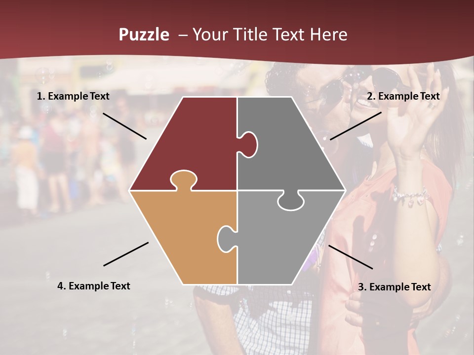 A Man And Woman Are Kissing In Front Of A Crowd Of People PowerPoint Template