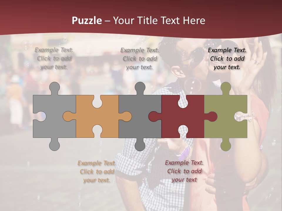 A Man And Woman Are Kissing In Front Of A Crowd Of People PowerPoint Template