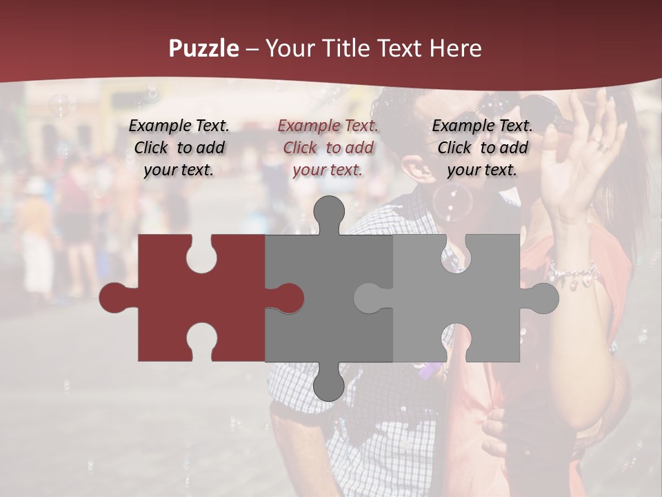 A Man And Woman Are Kissing In Front Of A Crowd Of People PowerPoint Template