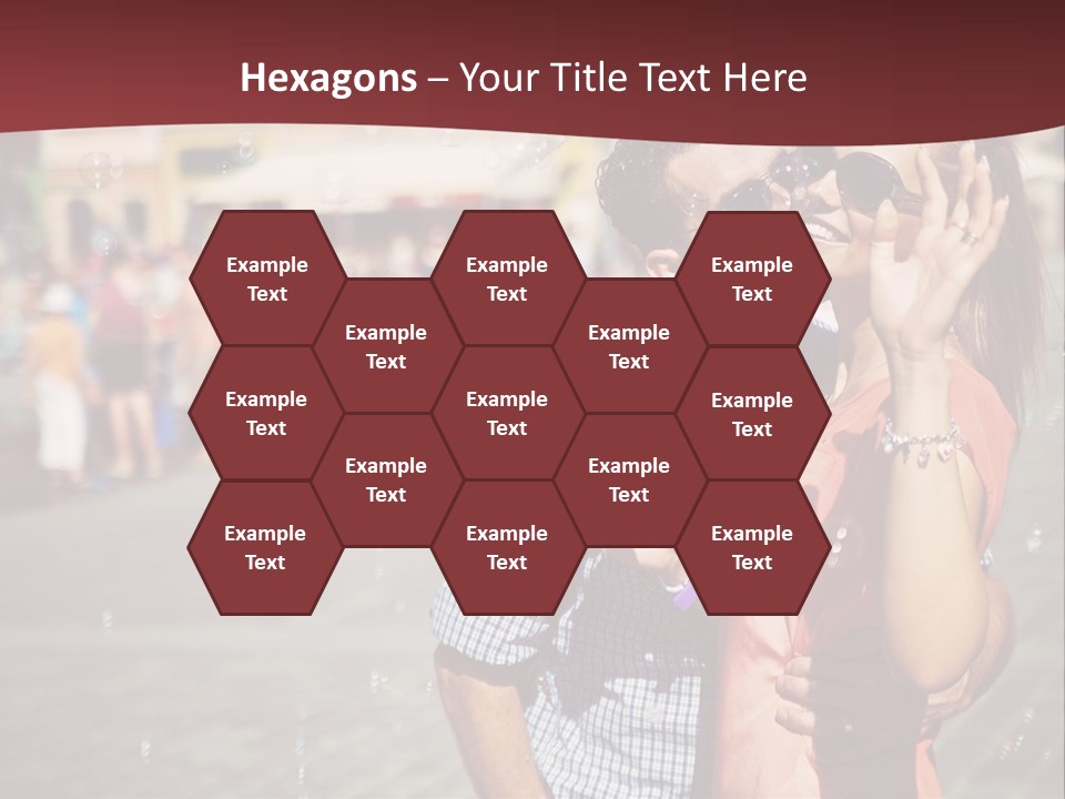 A Man And Woman Are Kissing In Front Of A Crowd Of People PowerPoint Template