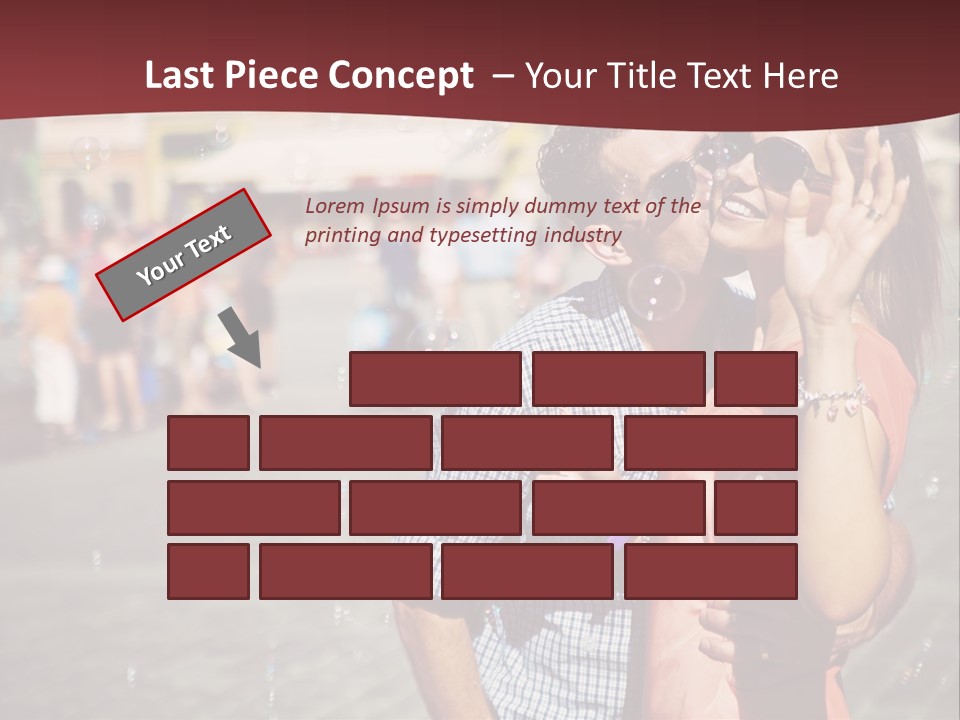 A Man And Woman Are Kissing In Front Of A Crowd Of People PowerPoint Template