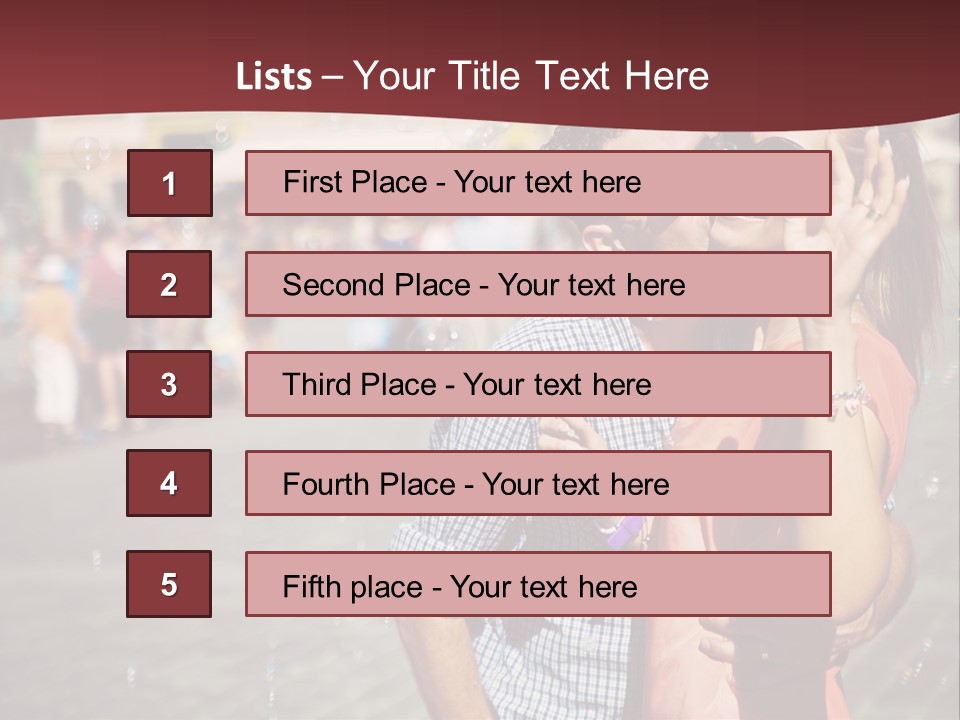 A Man And Woman Are Kissing In Front Of A Crowd Of People PowerPoint Template