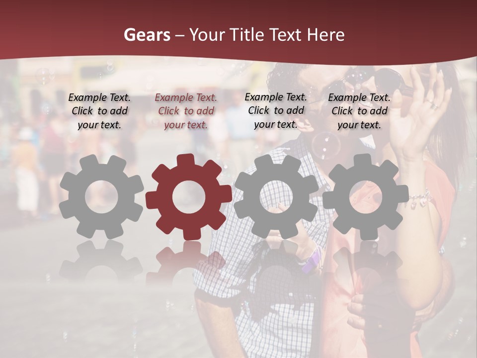 A Man And Woman Are Kissing In Front Of A Crowd Of People PowerPoint Template