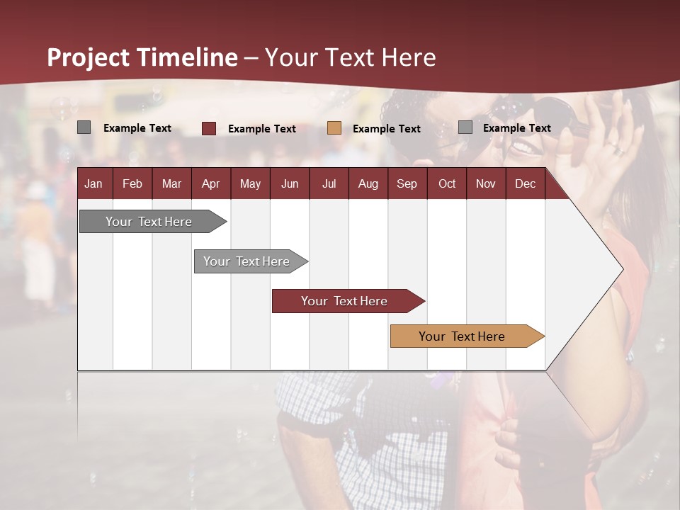 A Man And Woman Are Kissing In Front Of A Crowd Of People PowerPoint Template