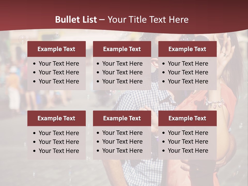 A Man And Woman Are Kissing In Front Of A Crowd Of People PowerPoint Template