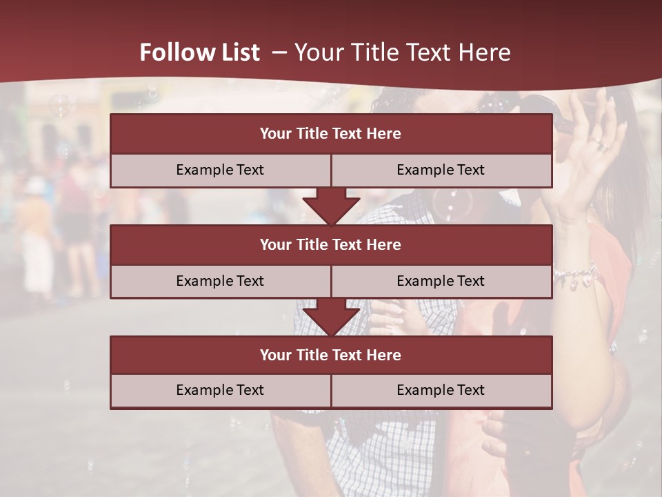 A Man And Woman Are Kissing In Front Of A Crowd Of People PowerPoint Template