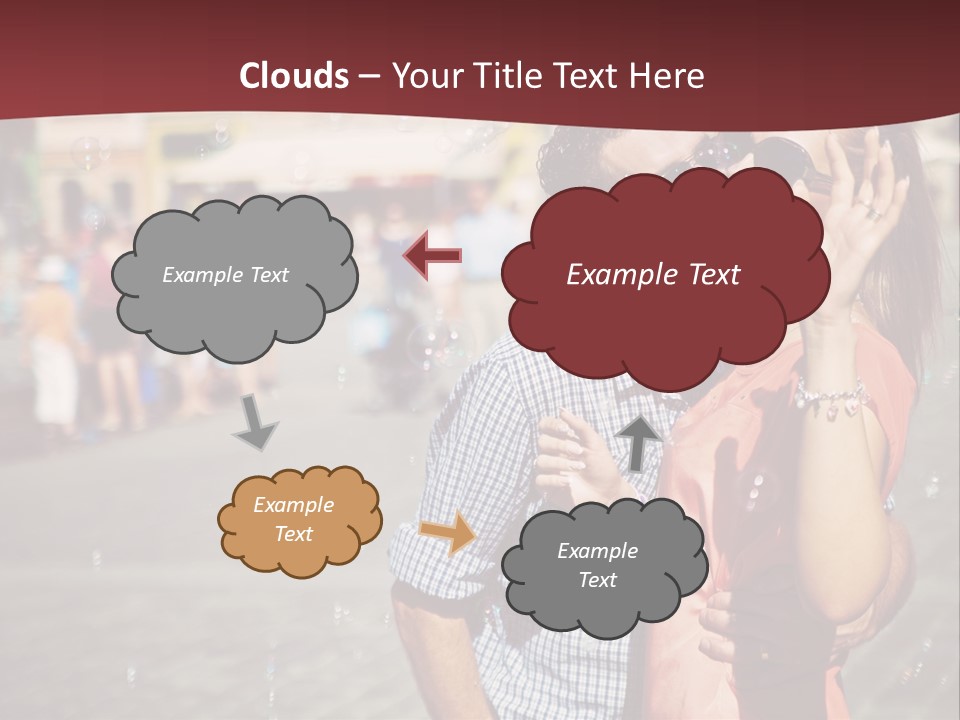 A Man And Woman Are Kissing In Front Of A Crowd Of People PowerPoint Template
