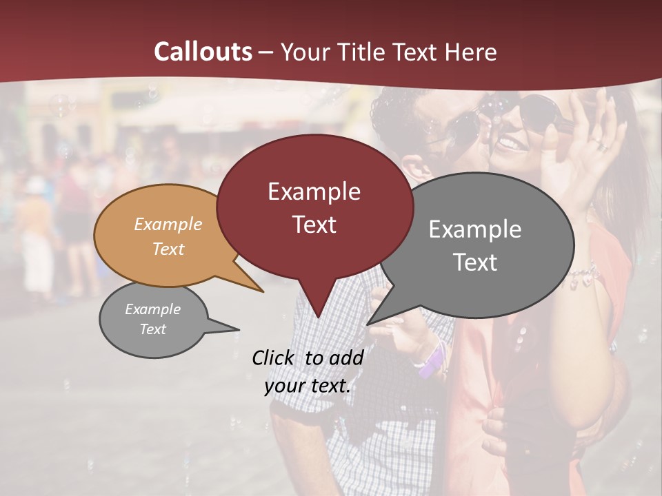 A Man And Woman Are Kissing In Front Of A Crowd Of People PowerPoint Template