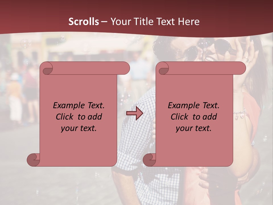 A Man And Woman Are Kissing In Front Of A Crowd Of People PowerPoint Template