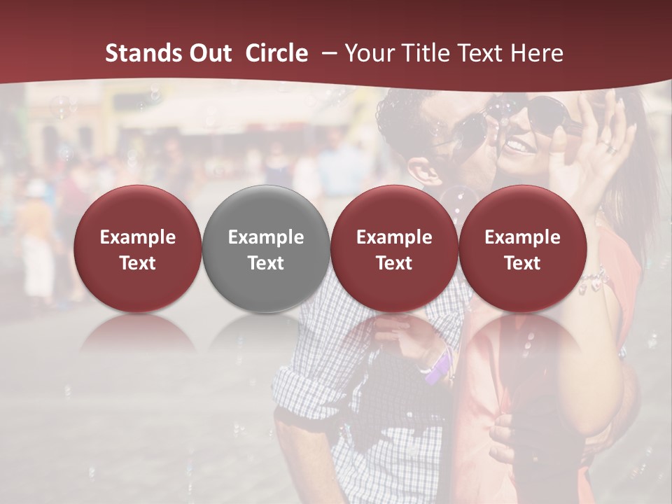 A Man And Woman Are Kissing In Front Of A Crowd Of People PowerPoint Template