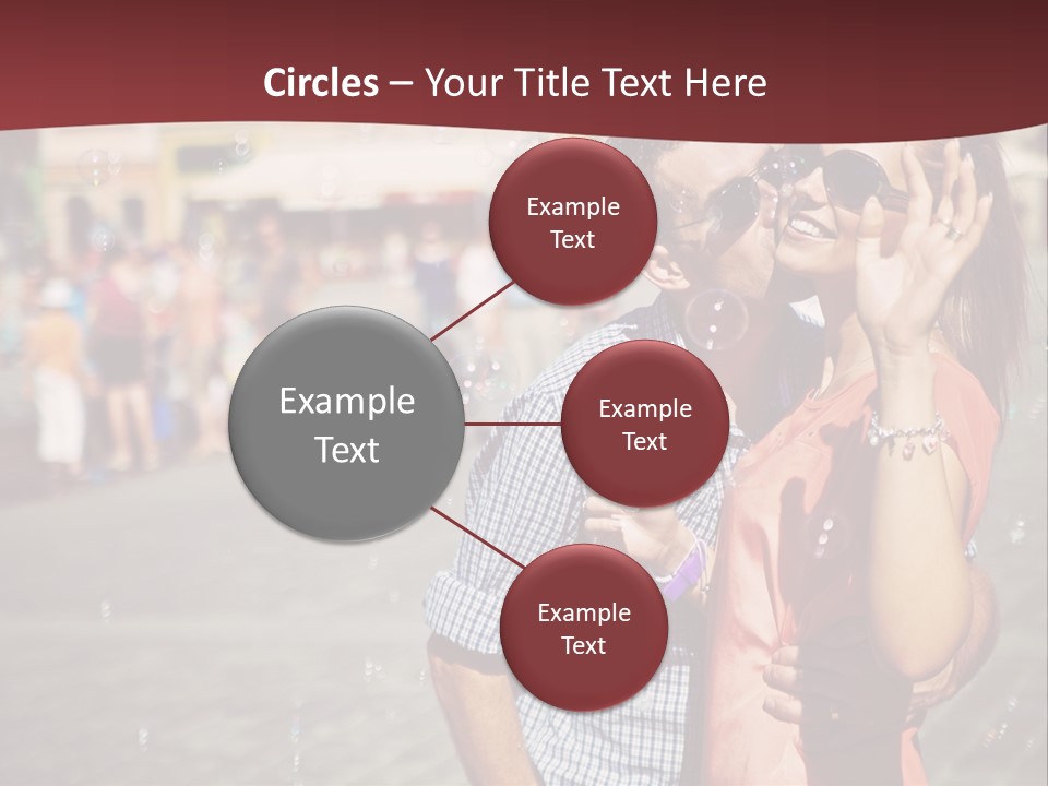 A Man And Woman Are Kissing In Front Of A Crowd Of People PowerPoint Template