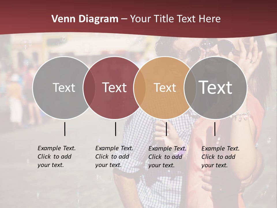 A Man And Woman Are Kissing In Front Of A Crowd Of People PowerPoint Template
