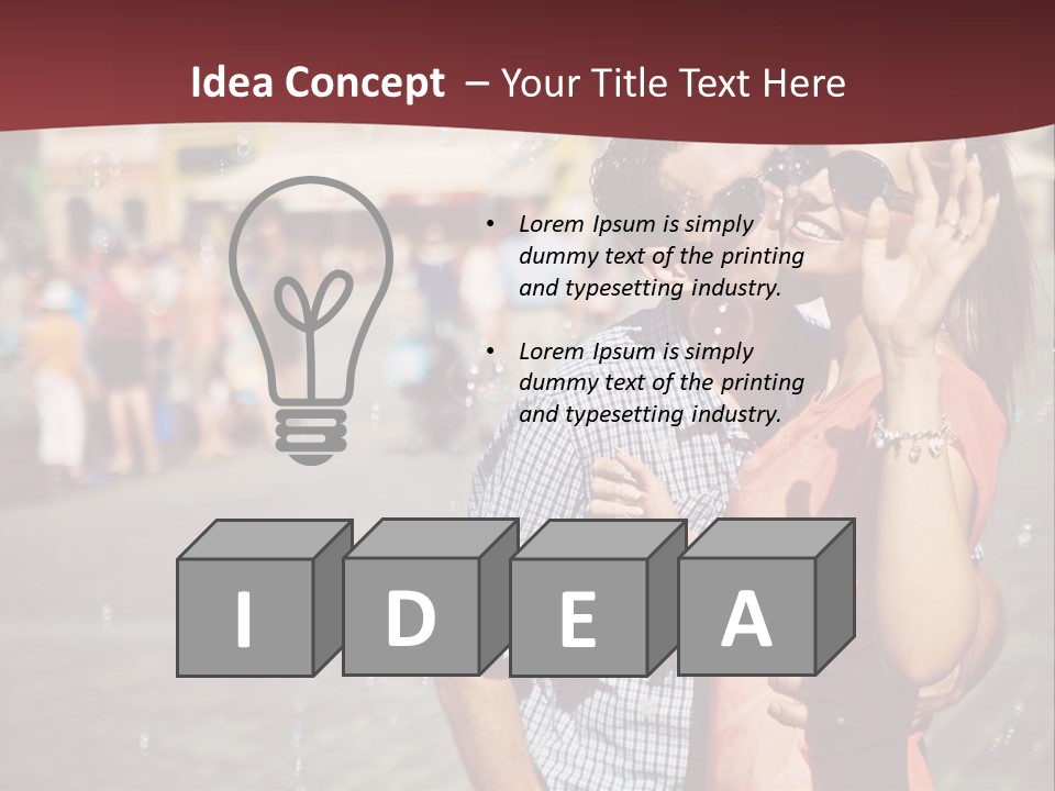 A Man And Woman Are Kissing In Front Of A Crowd Of People PowerPoint Template