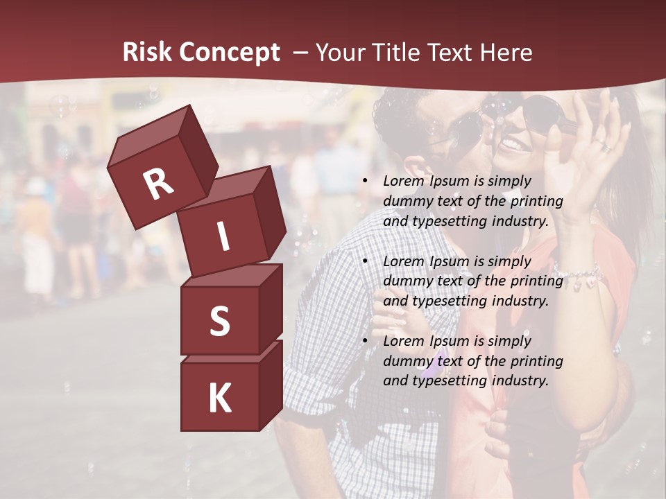 A Man And Woman Are Kissing In Front Of A Crowd Of People PowerPoint Template