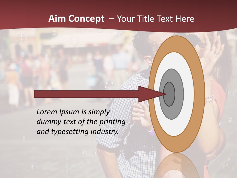 A Man And Woman Are Kissing In Front Of A Crowd Of People PowerPoint Template