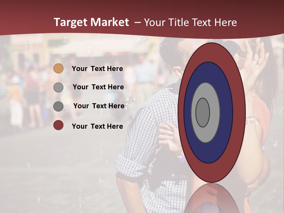 A Man And Woman Are Kissing In Front Of A Crowd Of People PowerPoint Template