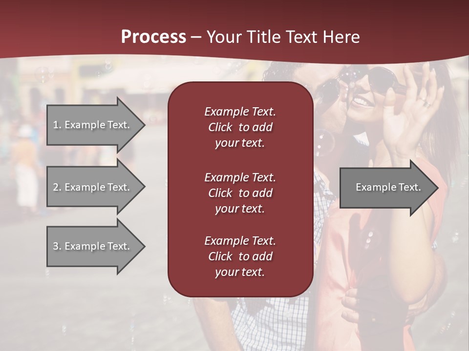 A Man And Woman Are Kissing In Front Of A Crowd Of People PowerPoint Template