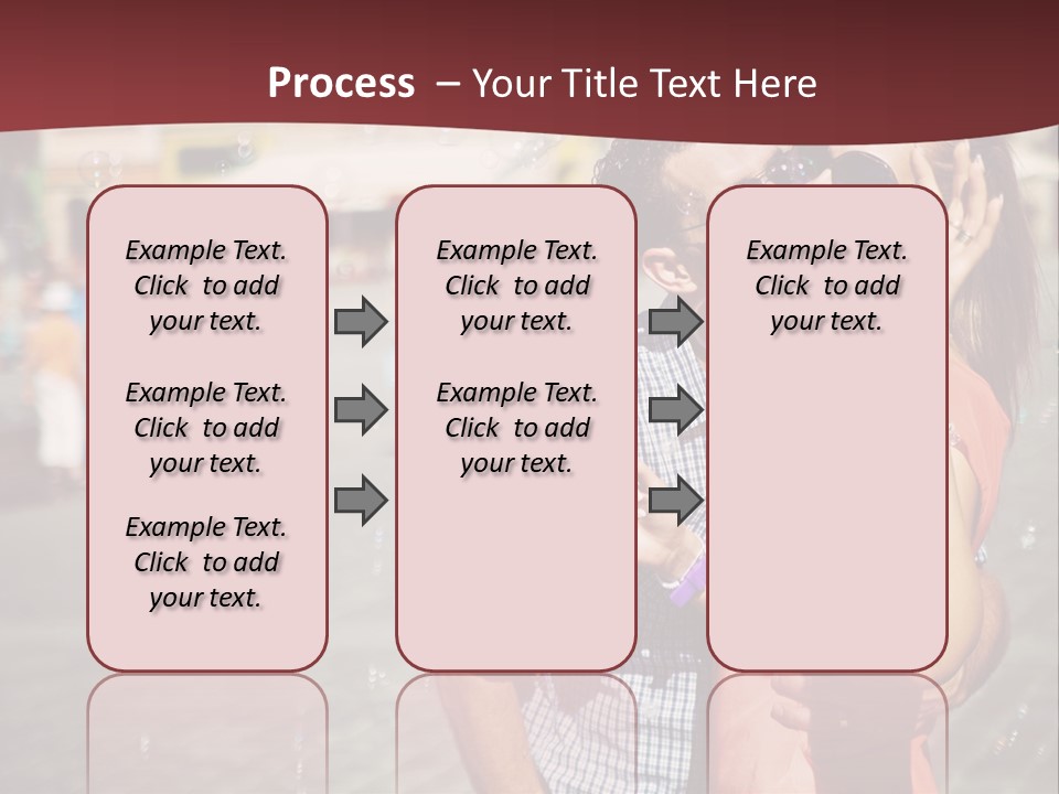 A Man And Woman Are Kissing In Front Of A Crowd Of People PowerPoint Template