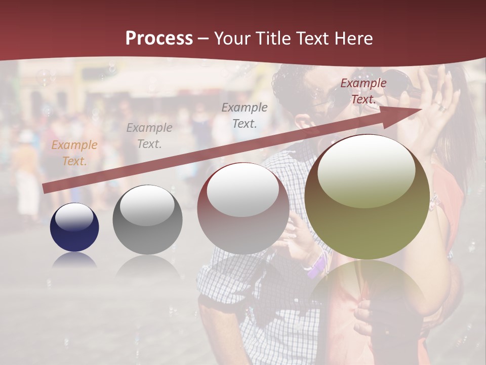 A Man And Woman Are Kissing In Front Of A Crowd Of People PowerPoint Template