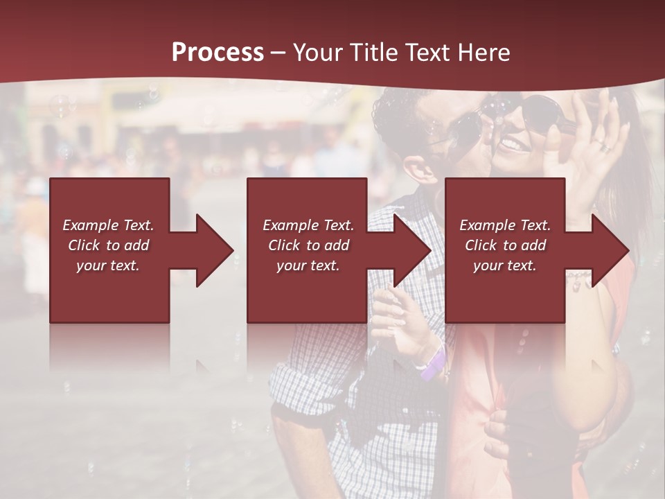 A Man And Woman Are Kissing In Front Of A Crowd Of People PowerPoint Template