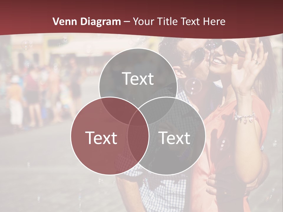 A Man And Woman Are Kissing In Front Of A Crowd Of People PowerPoint Template
