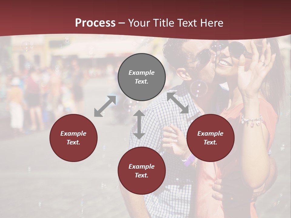A Man And Woman Are Kissing In Front Of A Crowd Of People PowerPoint Template