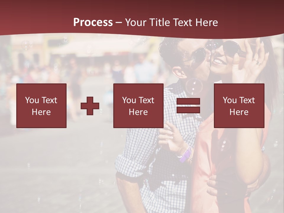 A Man And Woman Are Kissing In Front Of A Crowd Of People PowerPoint Template