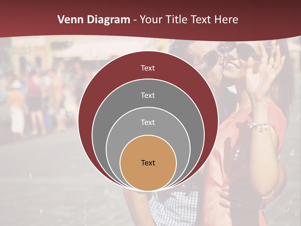A Man And Woman Are Kissing In Front Of A Crowd Of People PowerPoint Template