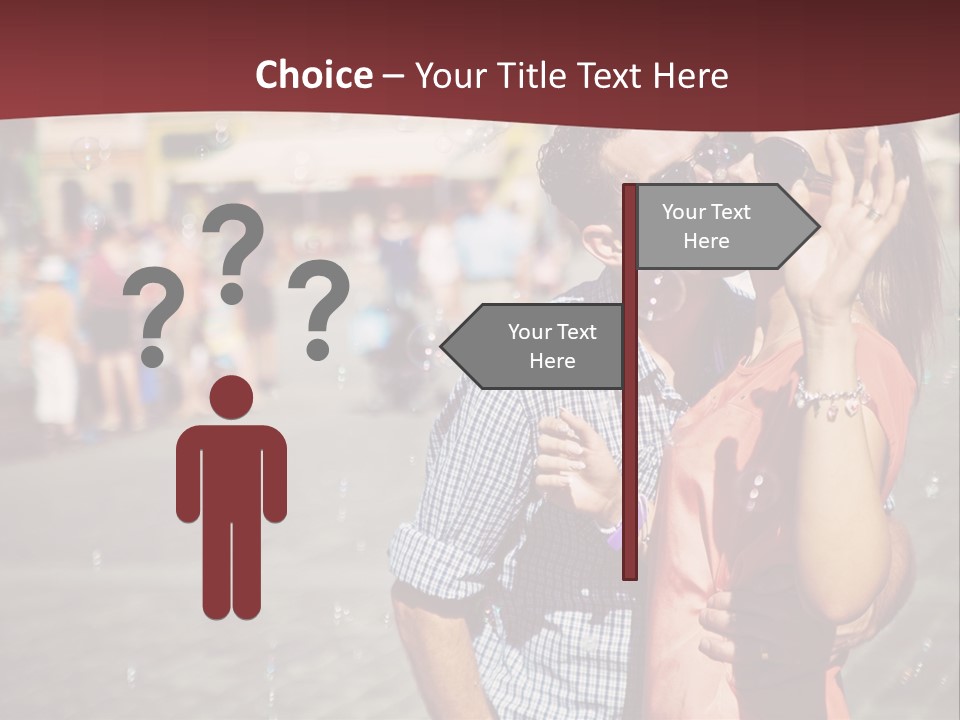 A Man And Woman Are Kissing In Front Of A Crowd Of People PowerPoint Template