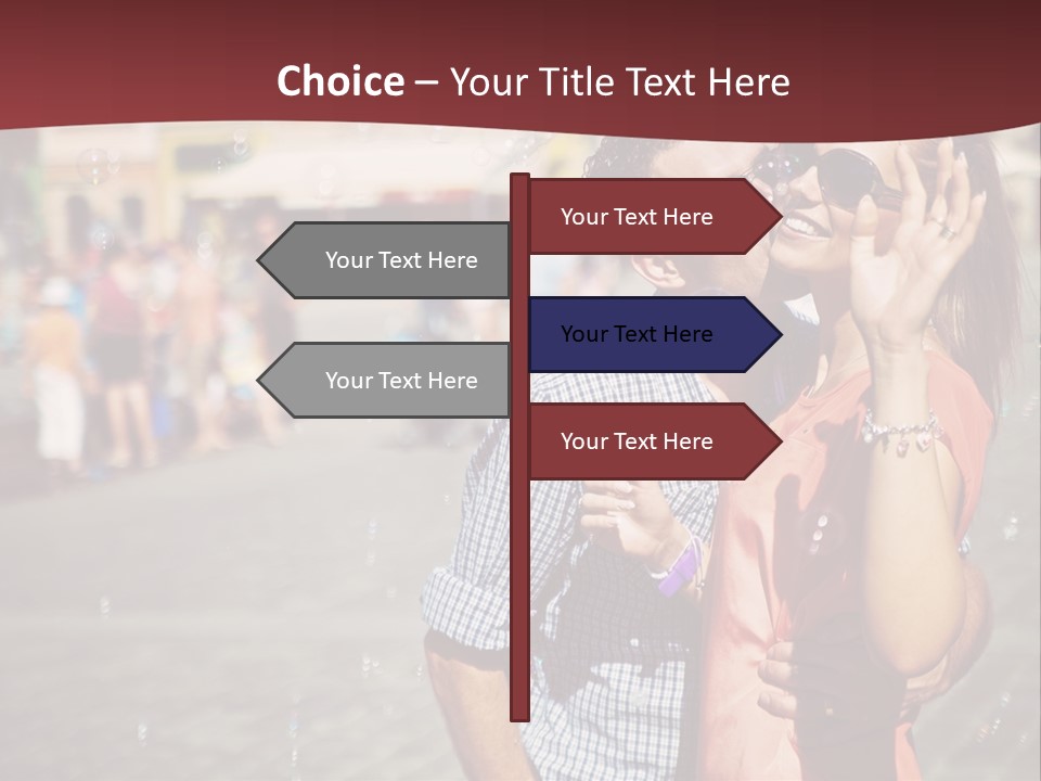 A Man And Woman Are Kissing In Front Of A Crowd Of People PowerPoint Template