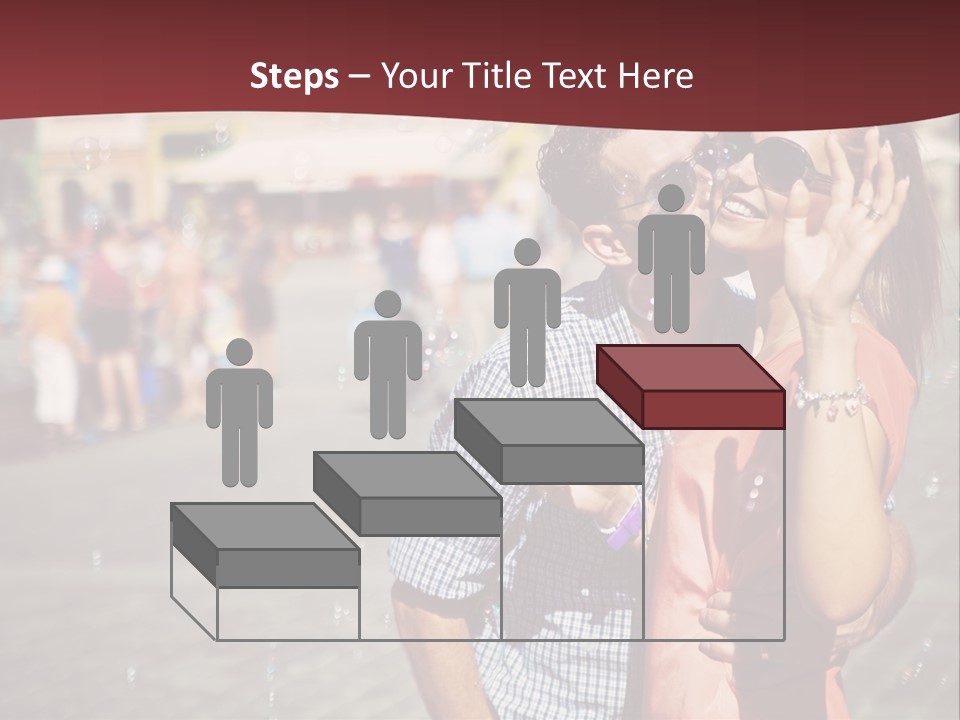A Man And Woman Are Kissing In Front Of A Crowd Of People PowerPoint Template