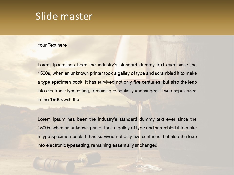 A Glass Of Wine Sitting Next To A Barrel PowerPoint Template