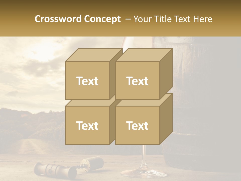 A Glass Of Wine Sitting Next To A Barrel PowerPoint Template