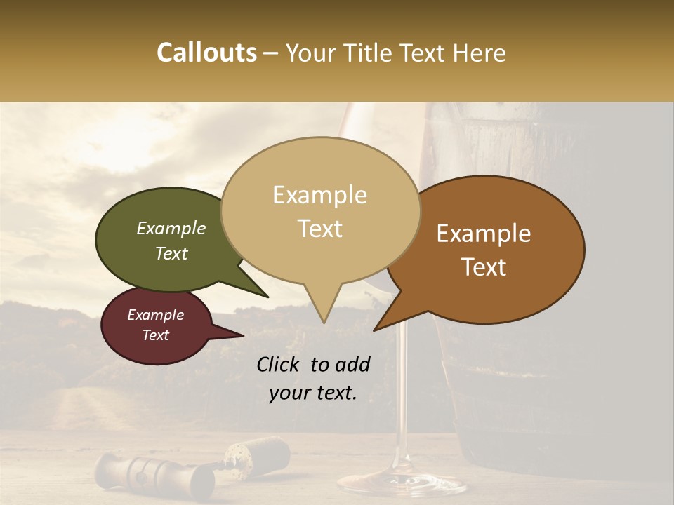 A Glass Of Wine Sitting Next To A Barrel PowerPoint Template