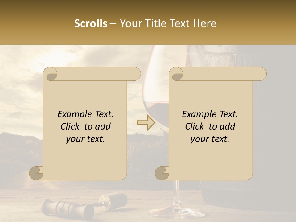 A Glass Of Wine Sitting Next To A Barrel PowerPoint Template