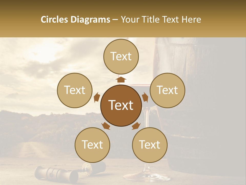 A Glass Of Wine Sitting Next To A Barrel PowerPoint Template