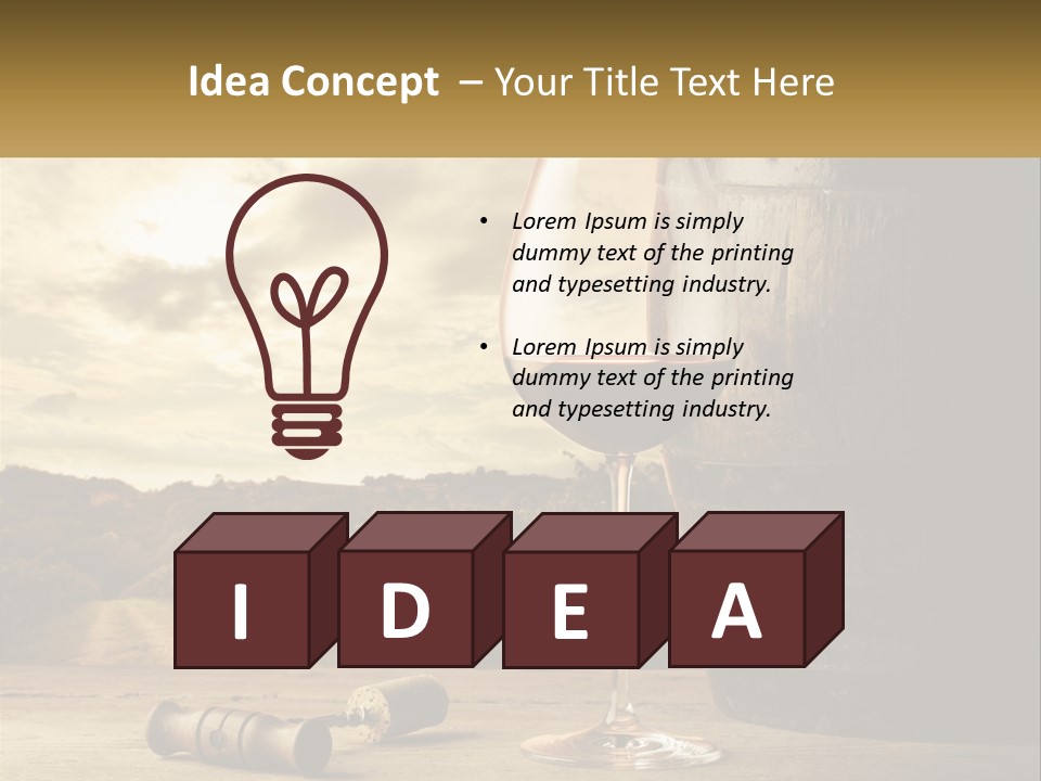 A Glass Of Wine Sitting Next To A Barrel PowerPoint Template