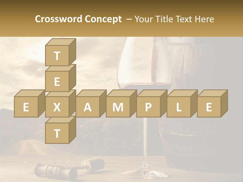 A Glass Of Wine Sitting Next To A Barrel PowerPoint Template