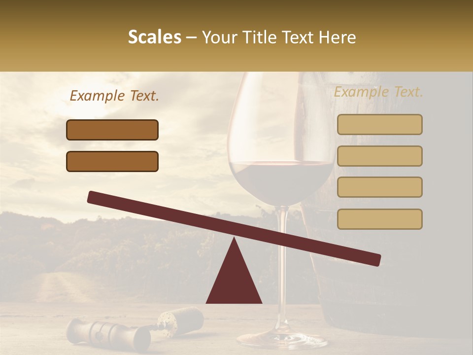 A Glass Of Wine Sitting Next To A Barrel PowerPoint Template