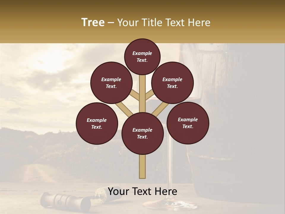 A Glass Of Wine Sitting Next To A Barrel PowerPoint Template