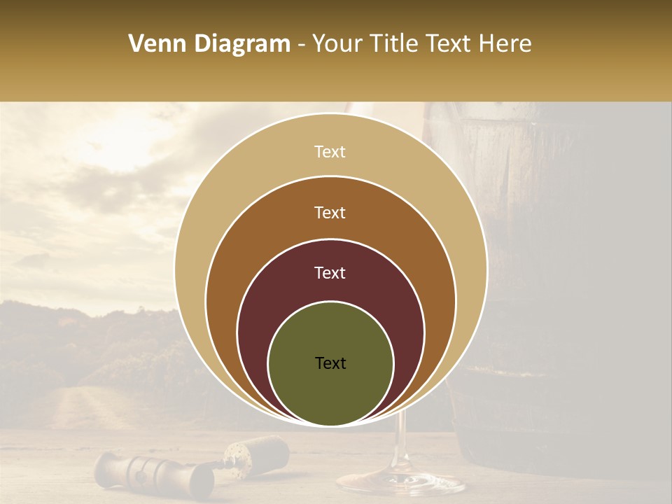A Glass Of Wine Sitting Next To A Barrel PowerPoint Template