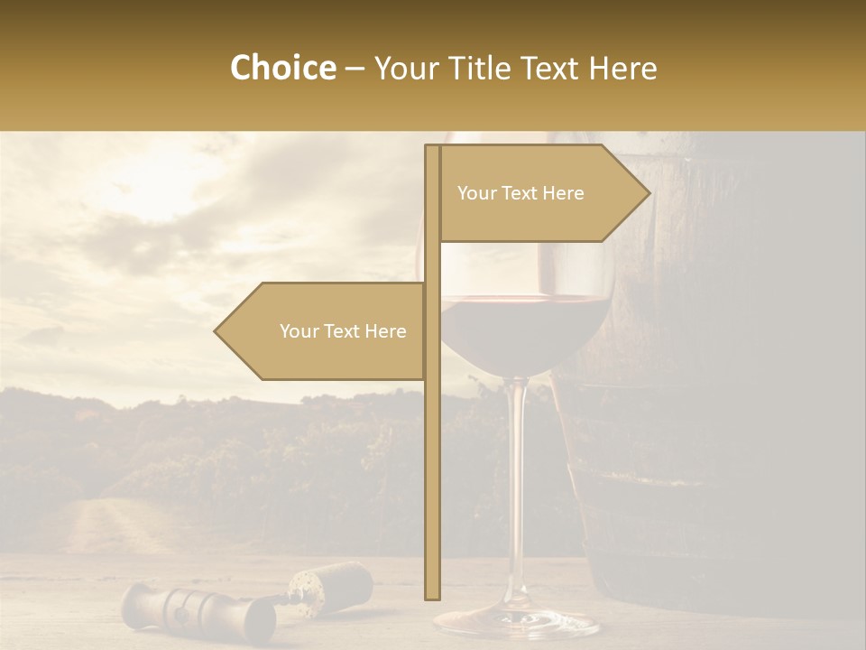 A Glass Of Wine Sitting Next To A Barrel PowerPoint Template