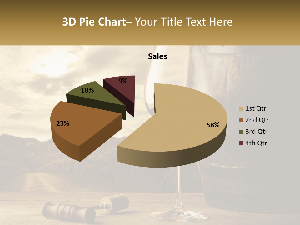 A Glass Of Wine Sitting Next To A Barrel PowerPoint Template