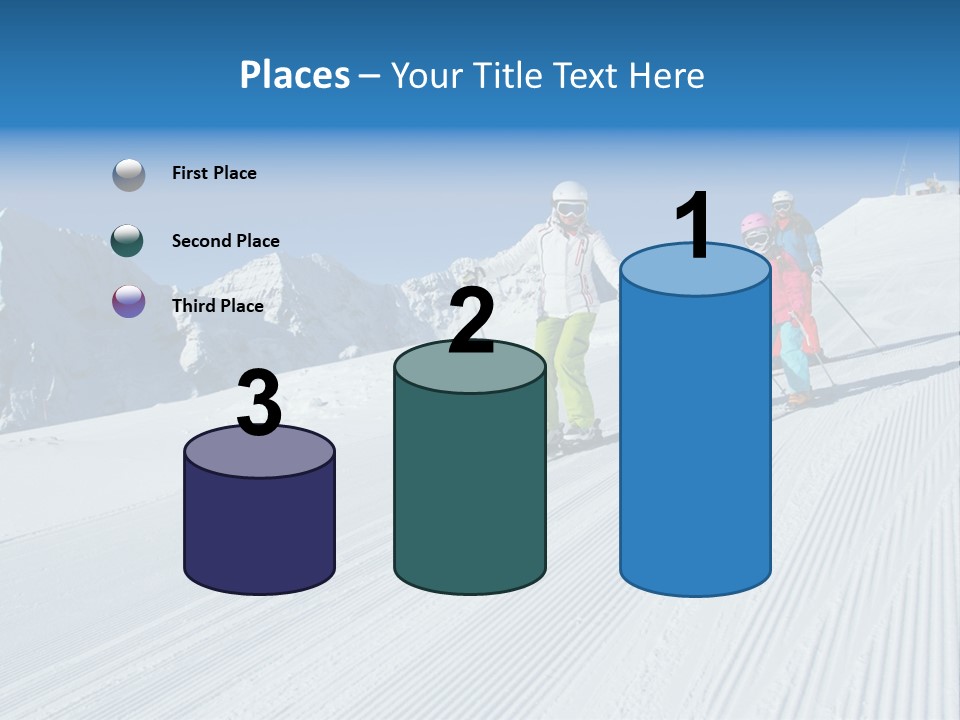 A Group Of People Riding Skis Down A Snow Covered Slope PowerPoint Template