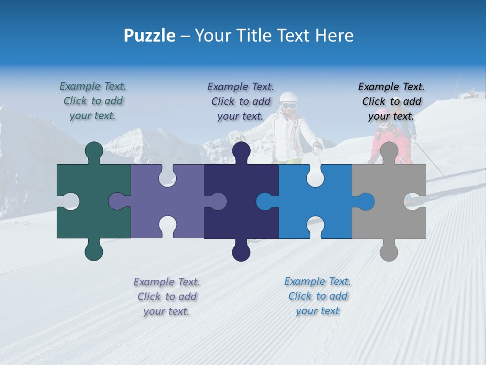 A Group Of People Riding Skis Down A Snow Covered Slope PowerPoint Template