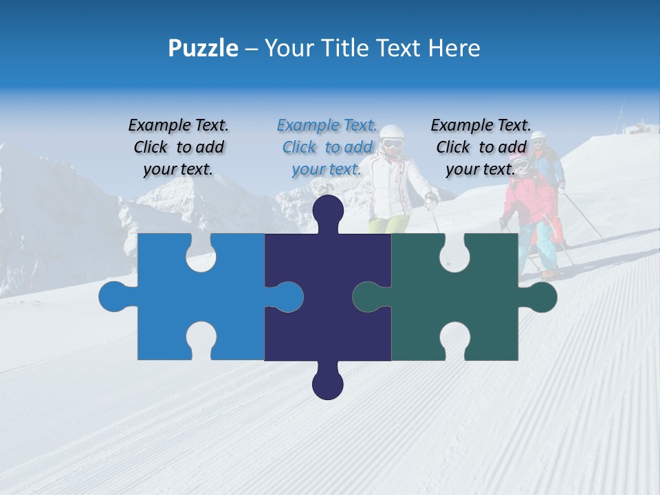 A Group Of People Riding Skis Down A Snow Covered Slope PowerPoint Template