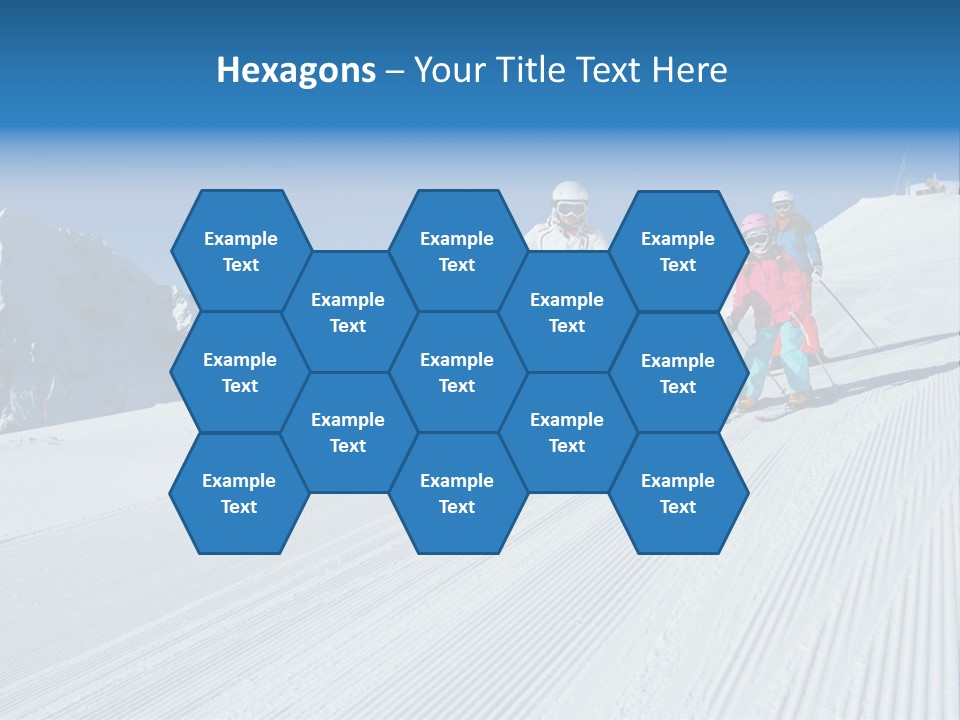 A Group Of People Riding Skis Down A Snow Covered Slope PowerPoint Template