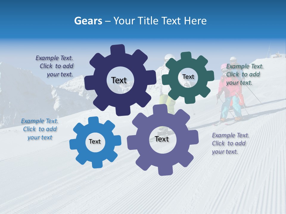 A Group Of People Riding Skis Down A Snow Covered Slope PowerPoint Template