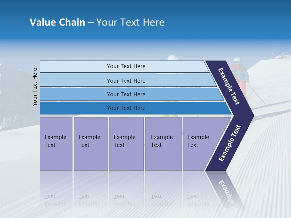 A Group Of People Riding Skis Down A Snow Covered Slope PowerPoint Template